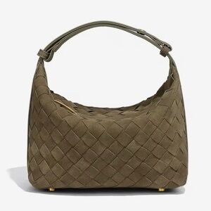 Chic khaki green super soft Woven Shoulder Bag